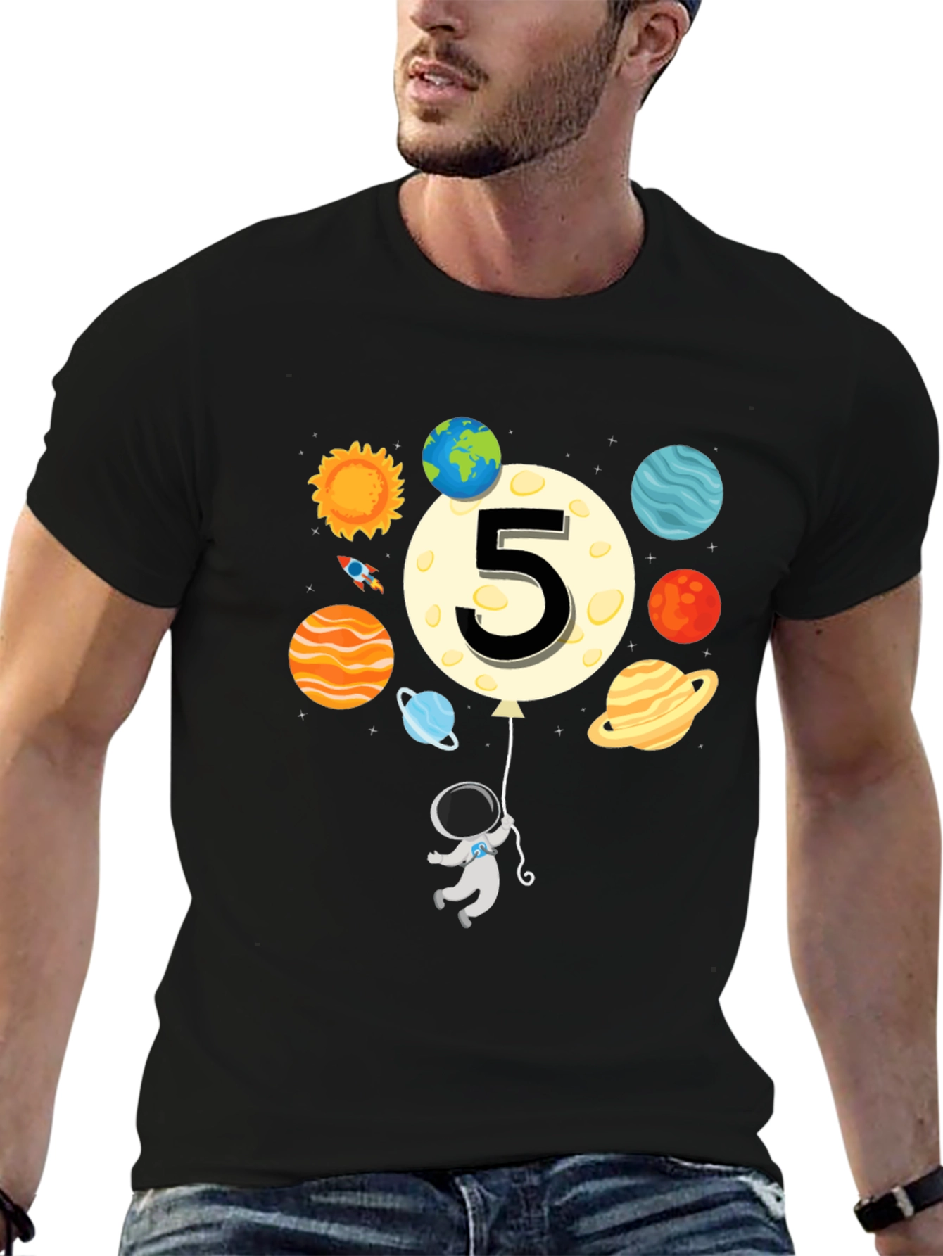 5th Birthday Astronaut T-Shirt - Outer Space Party