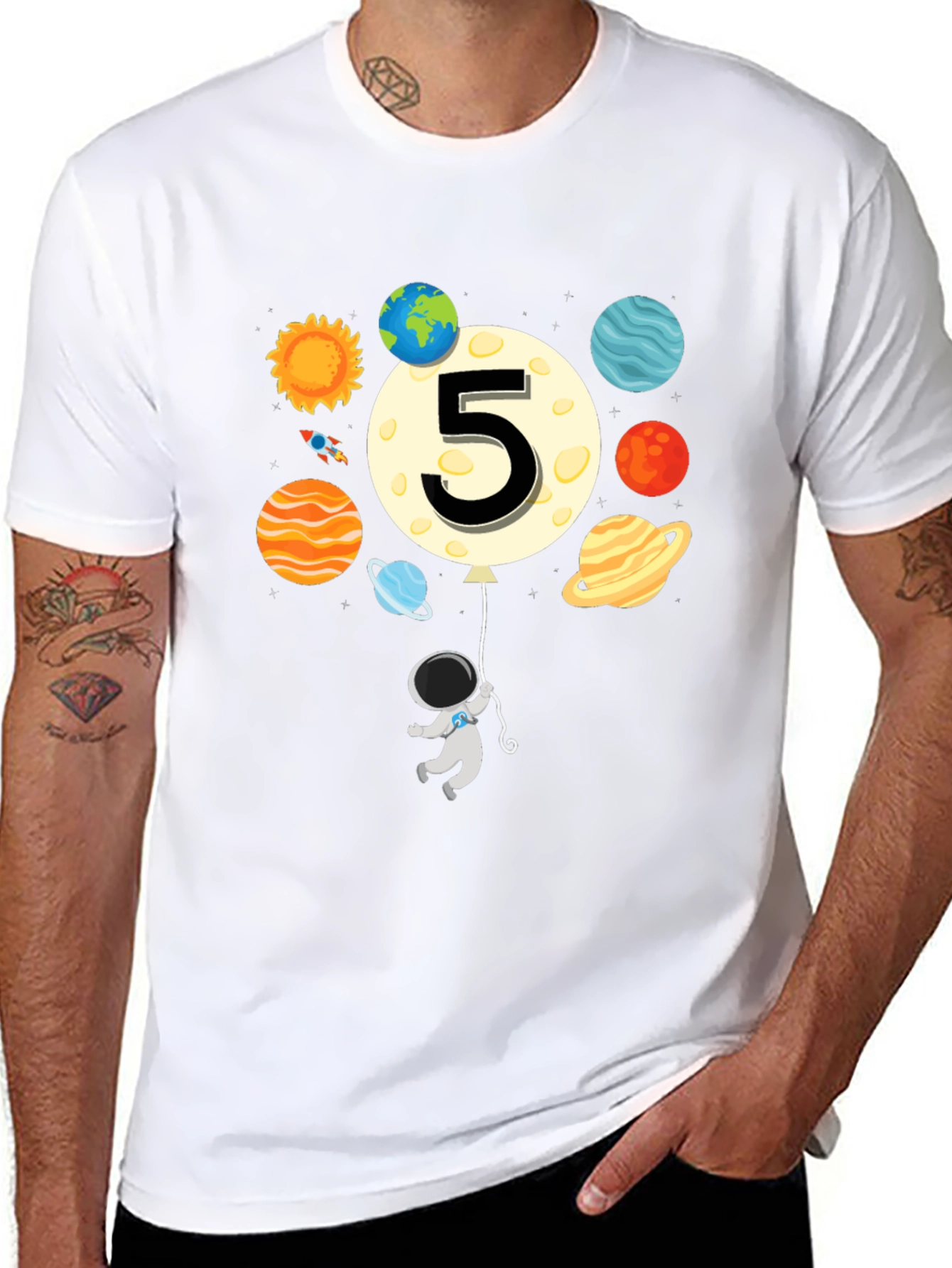 5th Birthday Astronaut T-Shirt - Outer Space Party