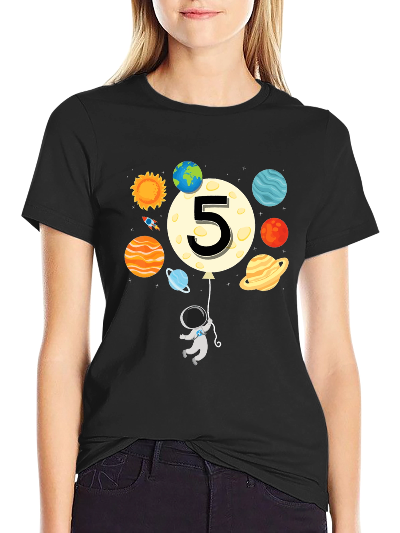 5th Birthday Astronaut T-Shirt - Outer Space Party