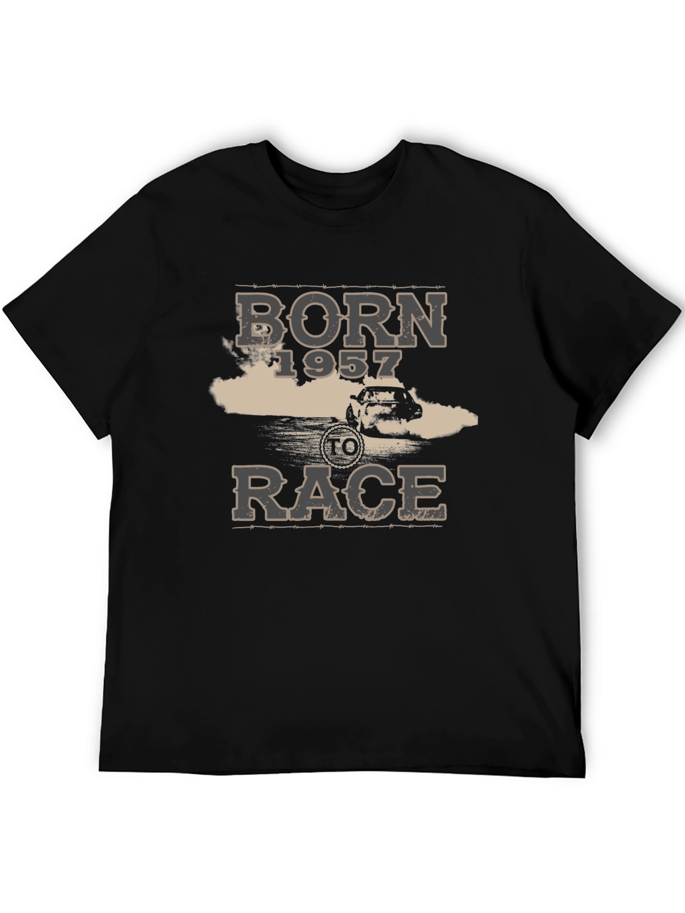 Born 1957 To Race Mens Black T-Shirt