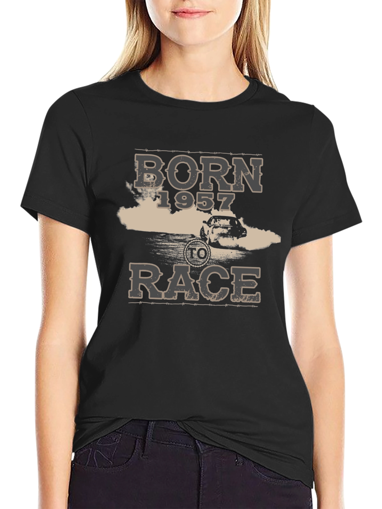 Born 1957 To Race Mens Black T-Shirt