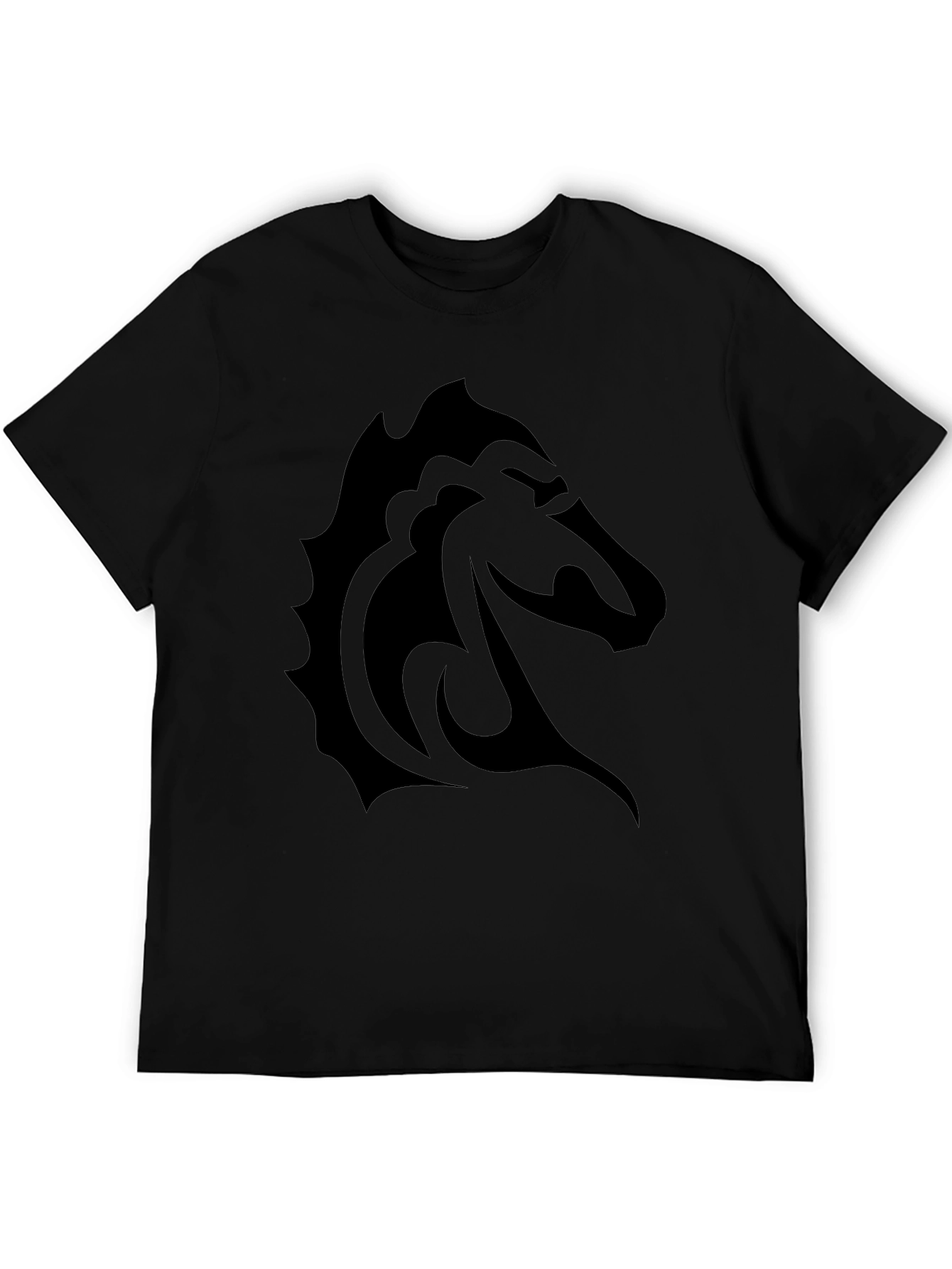 Tribal Horse Head Graphic Black Tee Shirt