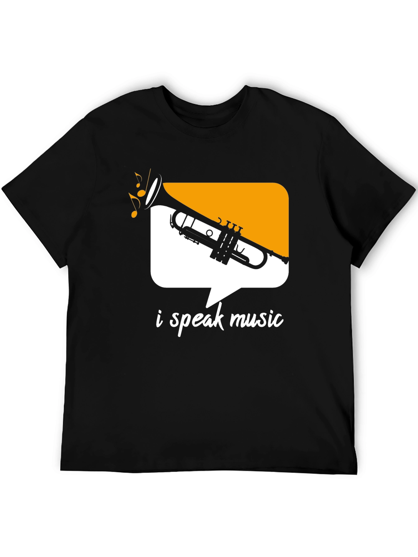 I Speak Music Black T-Shirt: Trumpet Design