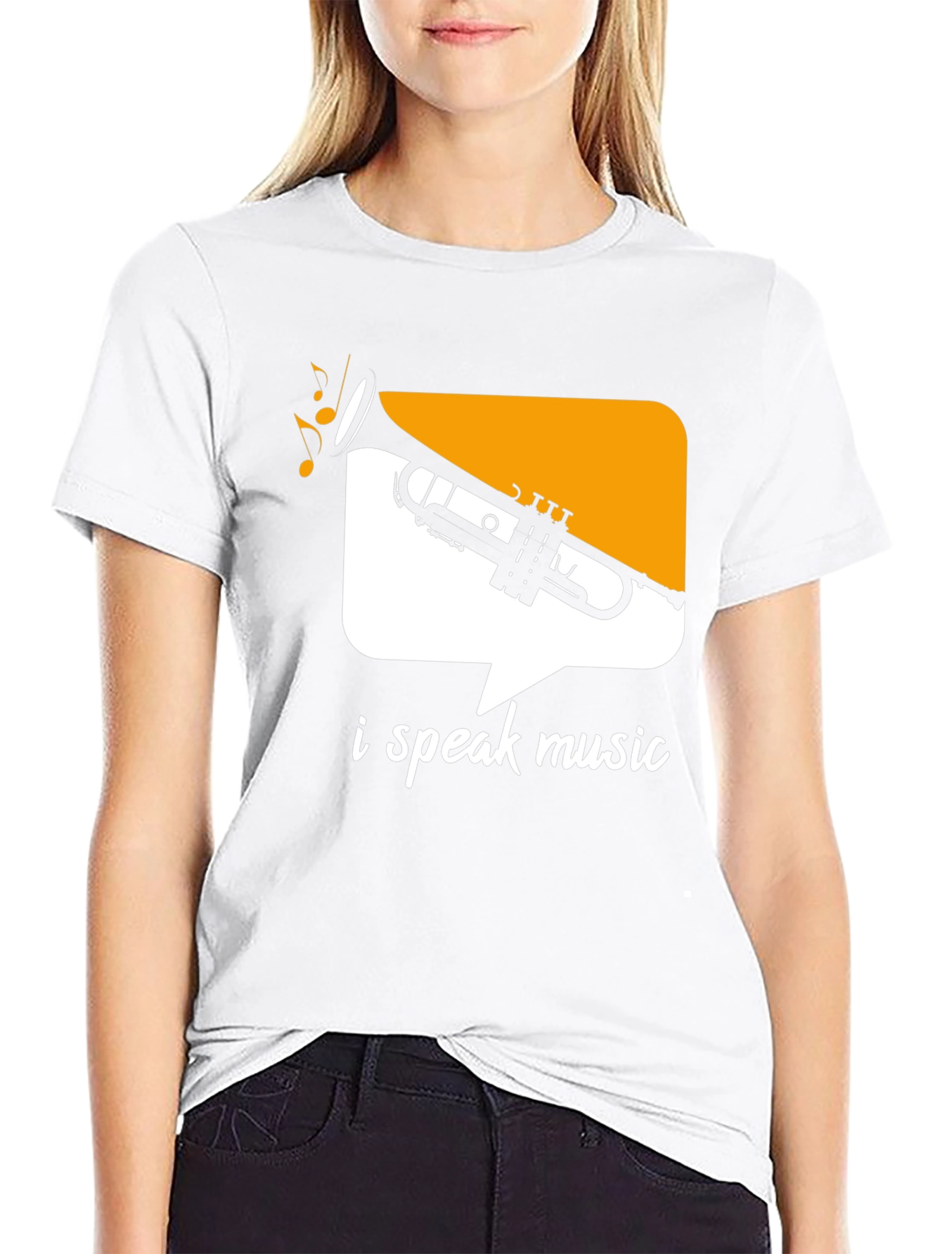I Speak Music Black T-Shirt: Trumpet Design