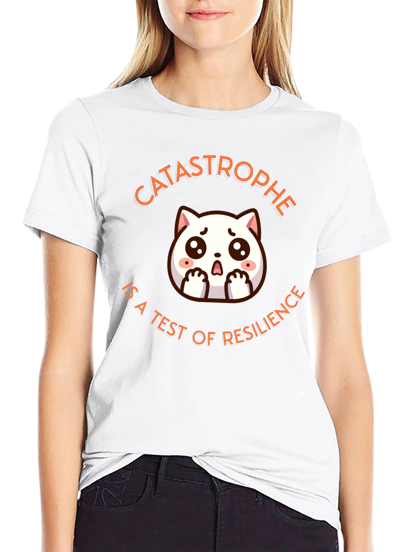 Catastrophe Resilience T-Shirt - Cute Cat Design