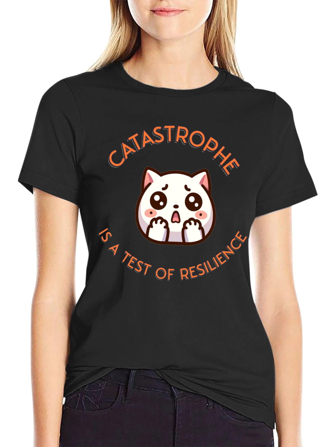 Catastrophe Resilience T-Shirt - Cute Cat Design