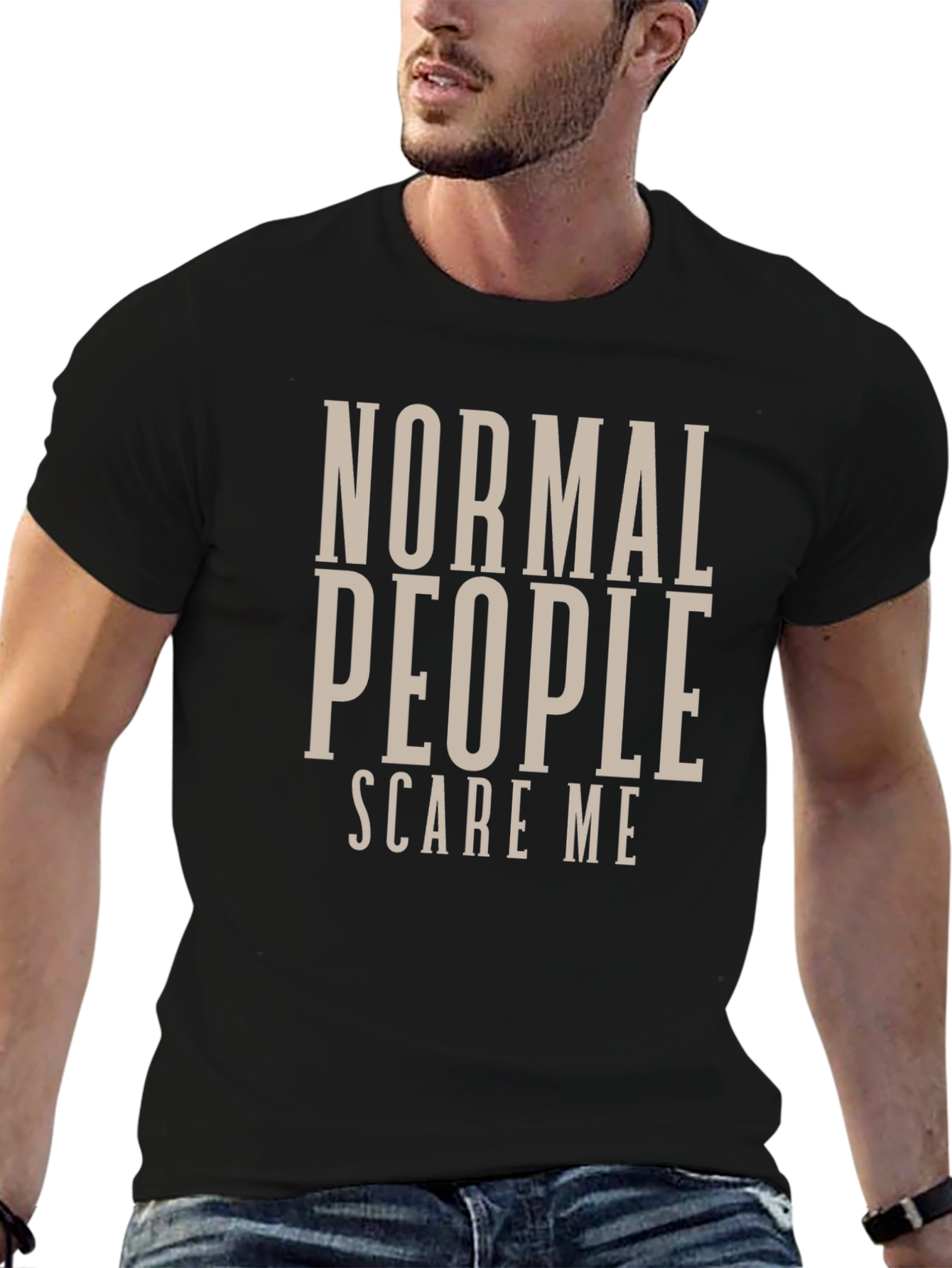 Normal People Scare Me Black T-Shirt
