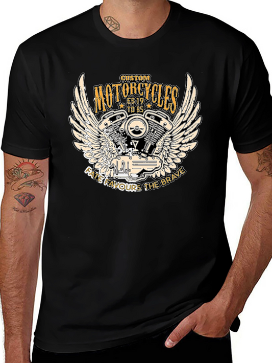 Custom Motorcycles Graphic T-Shirt - Fate Favours the Brave