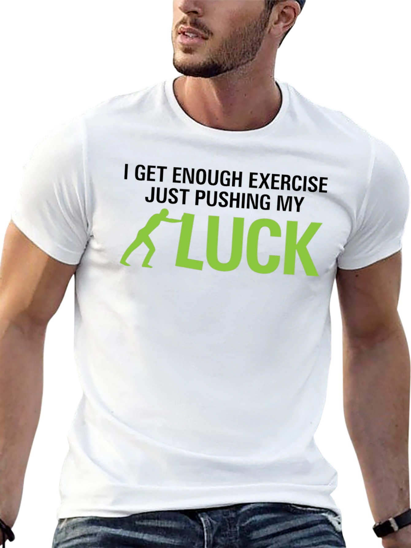 Pushing My Luck Black T-Shirt - Funny Exercise Tee