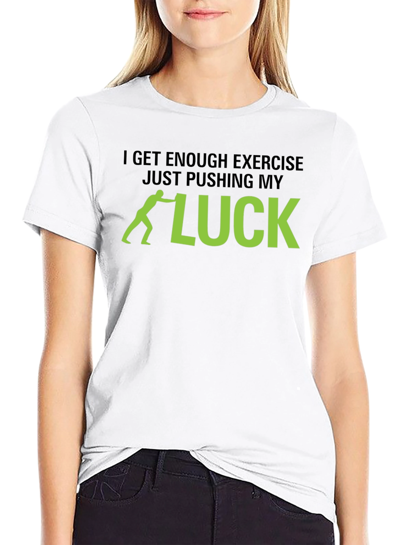 Pushing My Luck Black T-Shirt - Funny Exercise Tee