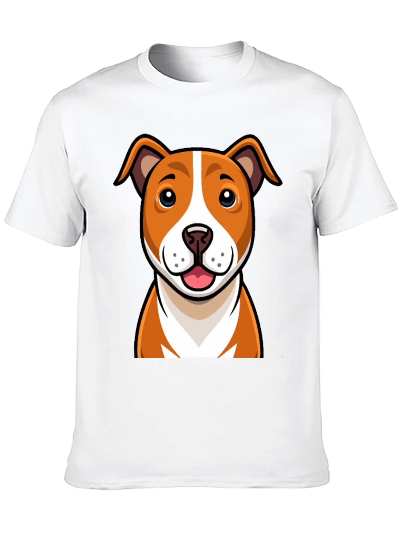 Cartoon Dog Graphic Tee - Black Crew Neck T-Shirt