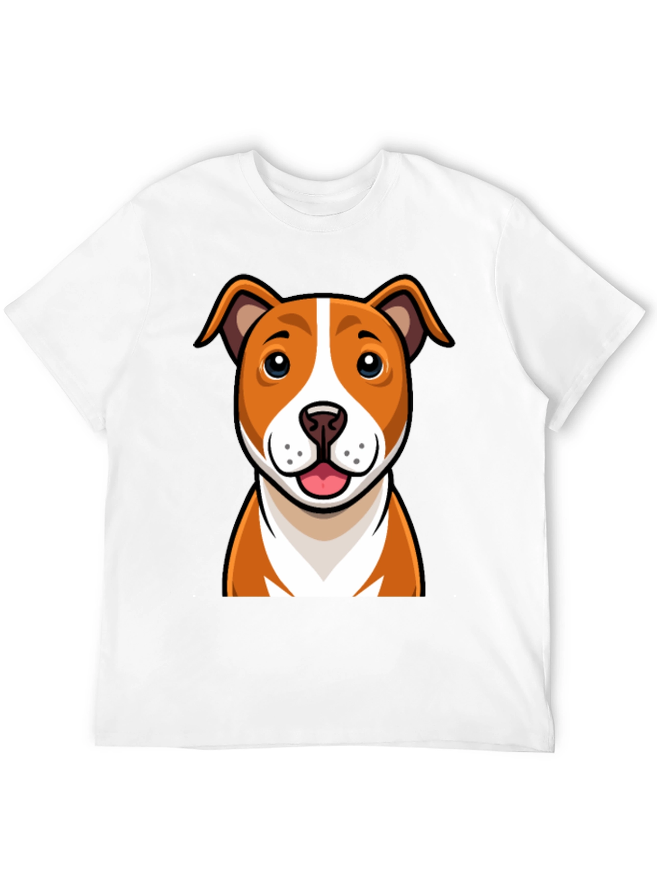 Cartoon Dog Graphic Tee - Black Crew Neck T-Shirt