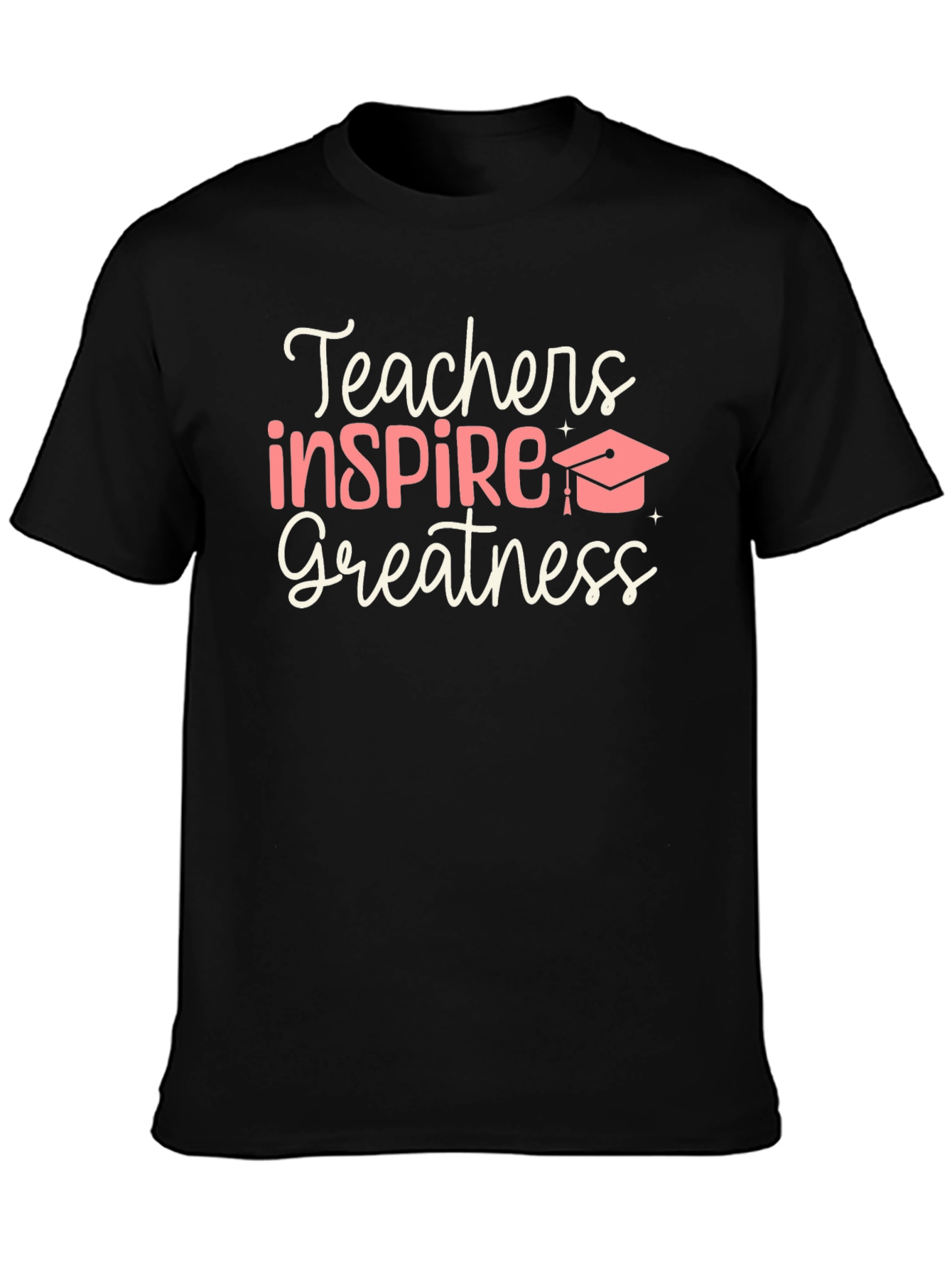 Teachers Inspire Greatness Black Graphic T-Shirt