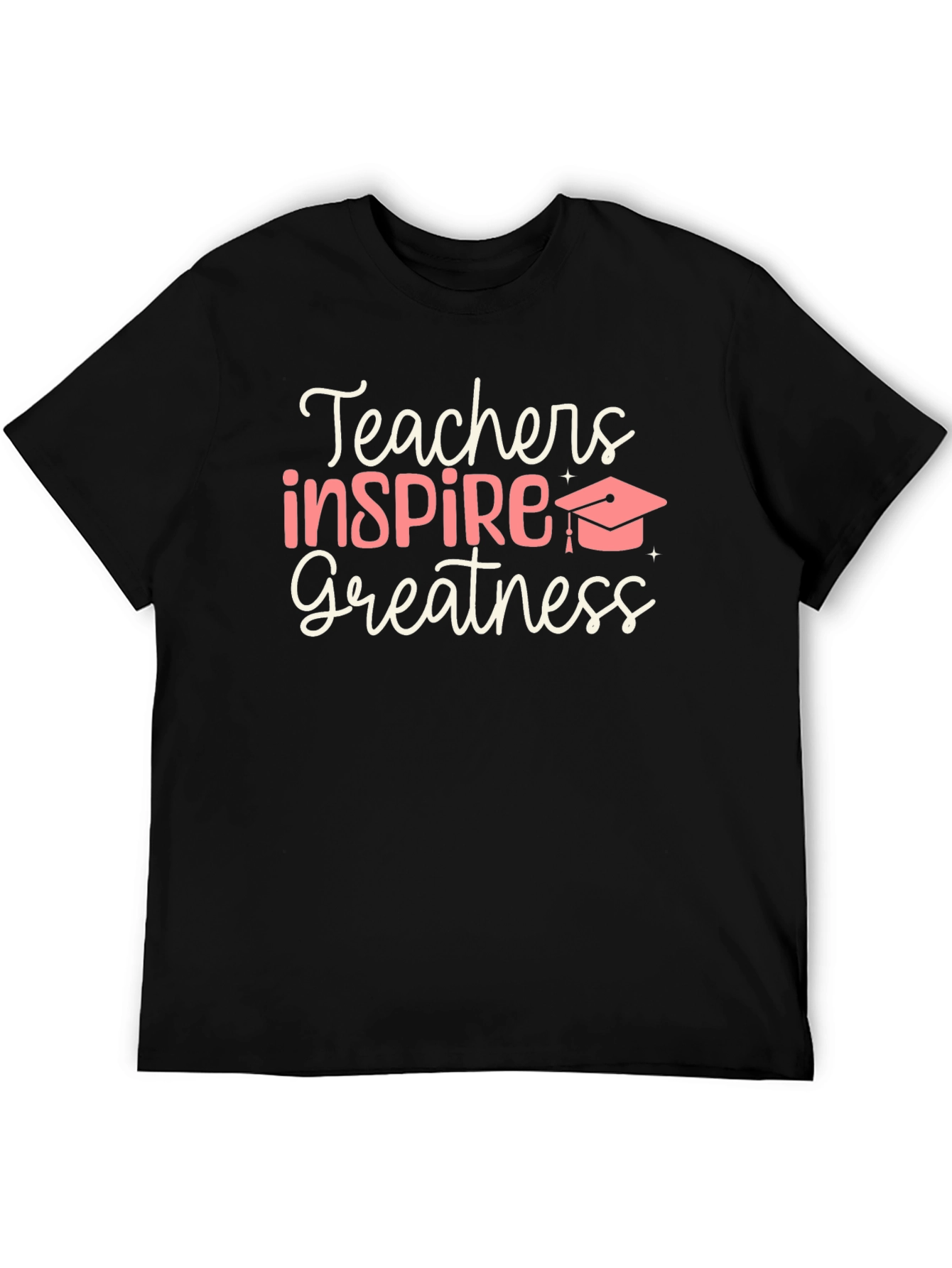 Teachers Inspire Greatness Black Graphic T-Shirt