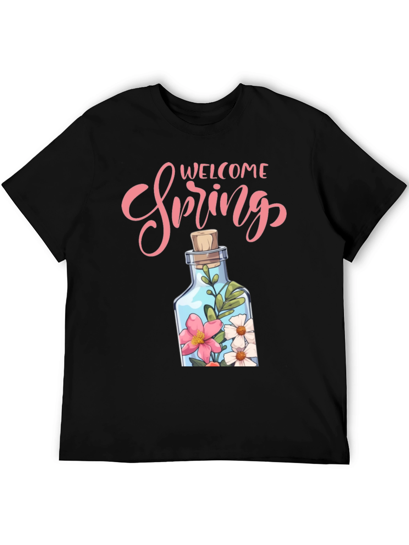 Welcome Spring Graphic Tee - Floral Bottle Design