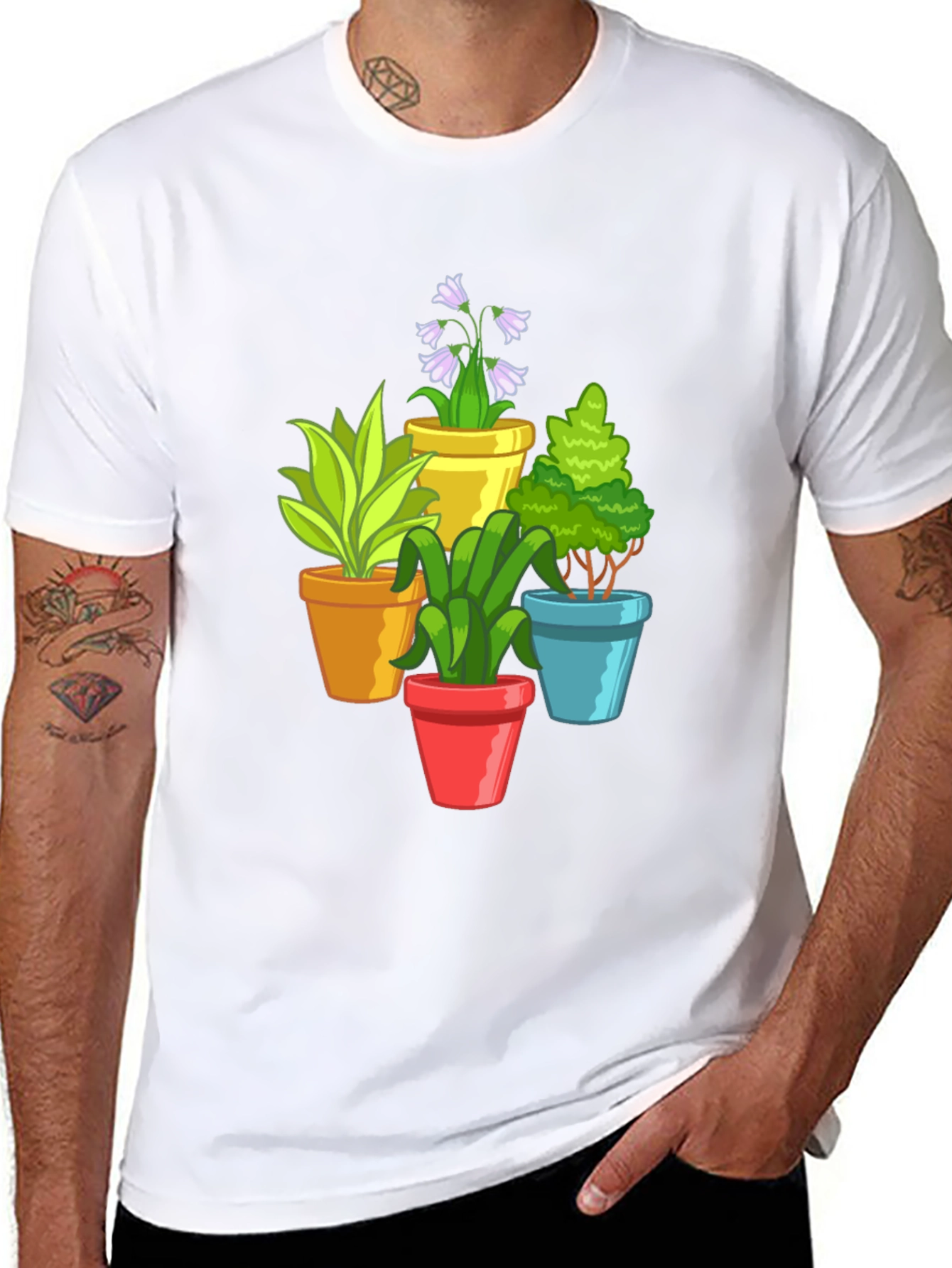 Potted Plants Graphic Tee - Black T-Shirt