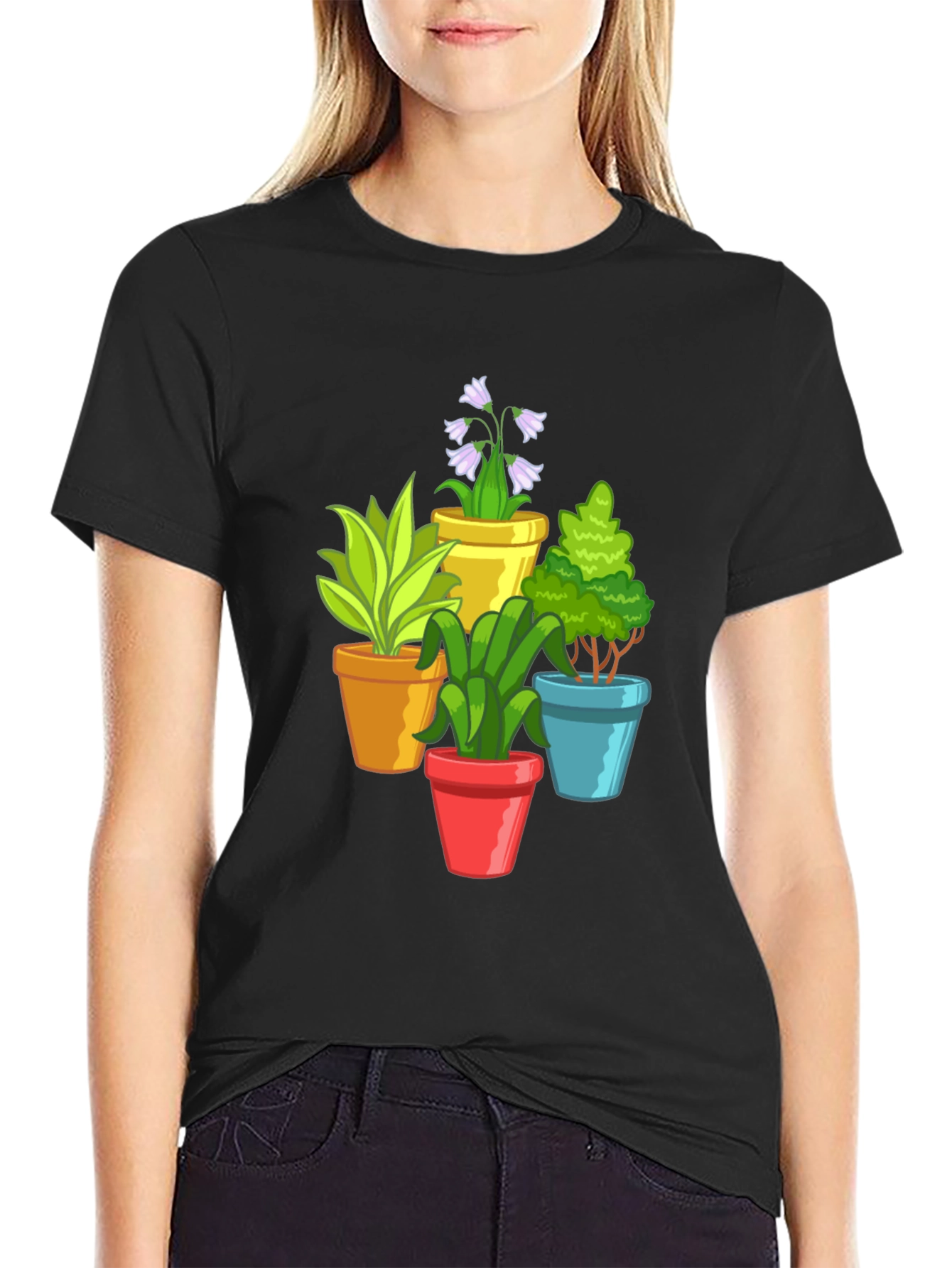 Potted Plants Graphic Tee - Black T-Shirt