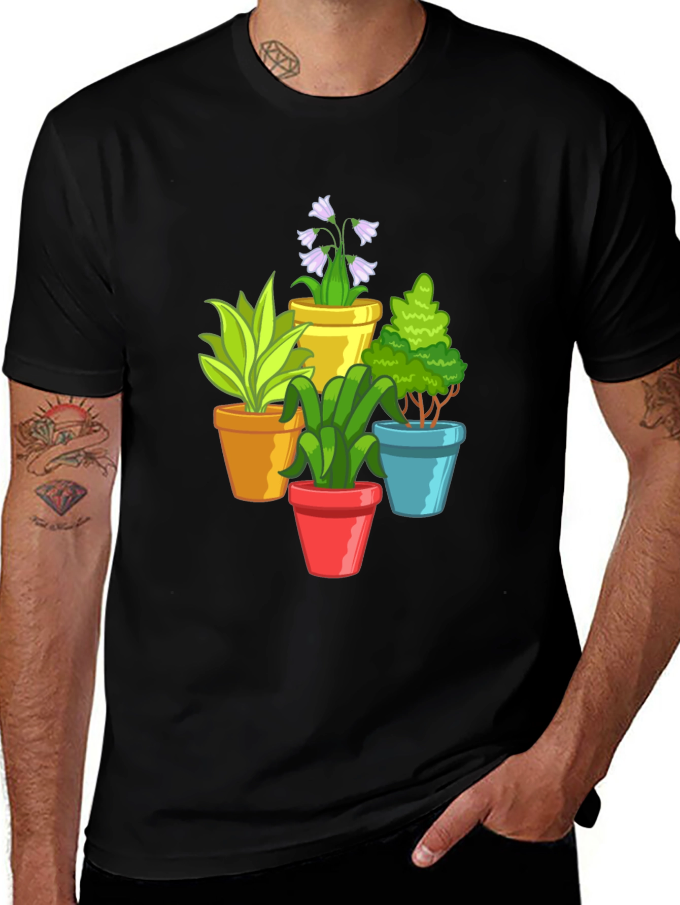 Potted Plants Graphic Tee - Black T-Shirt