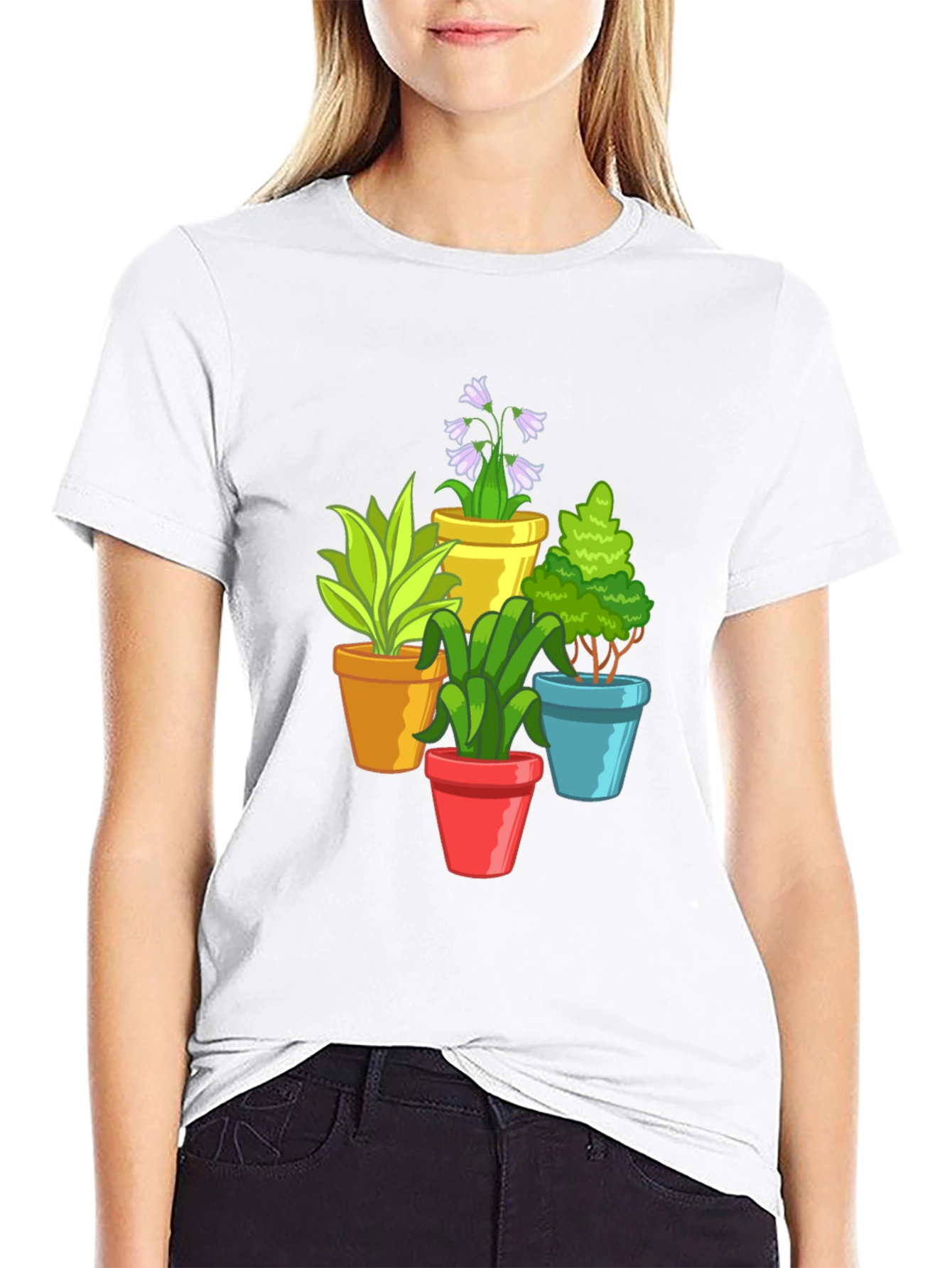 Potted Plants Graphic Tee - Black T-Shirt