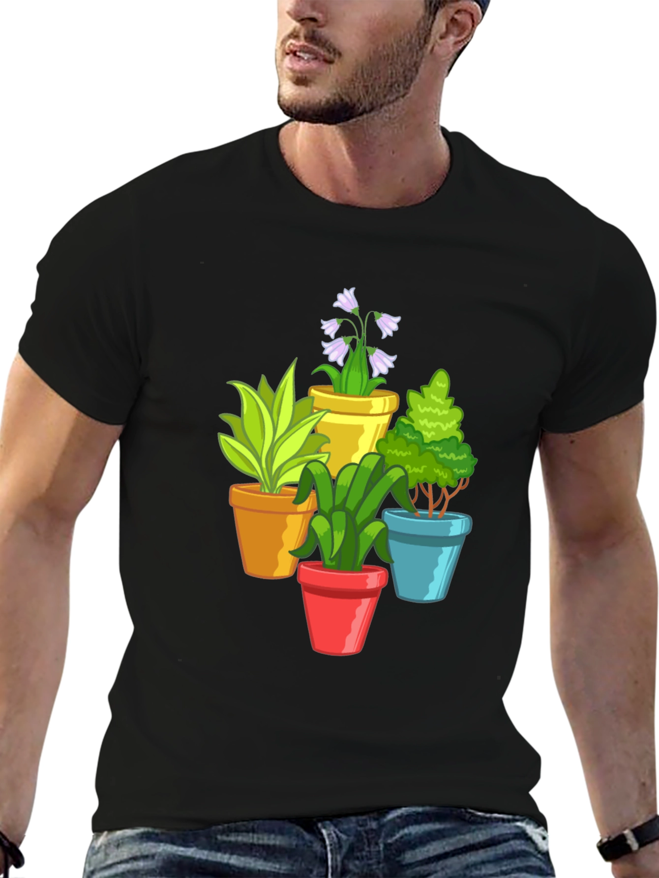 Potted Plants Graphic Tee - Black T-Shirt