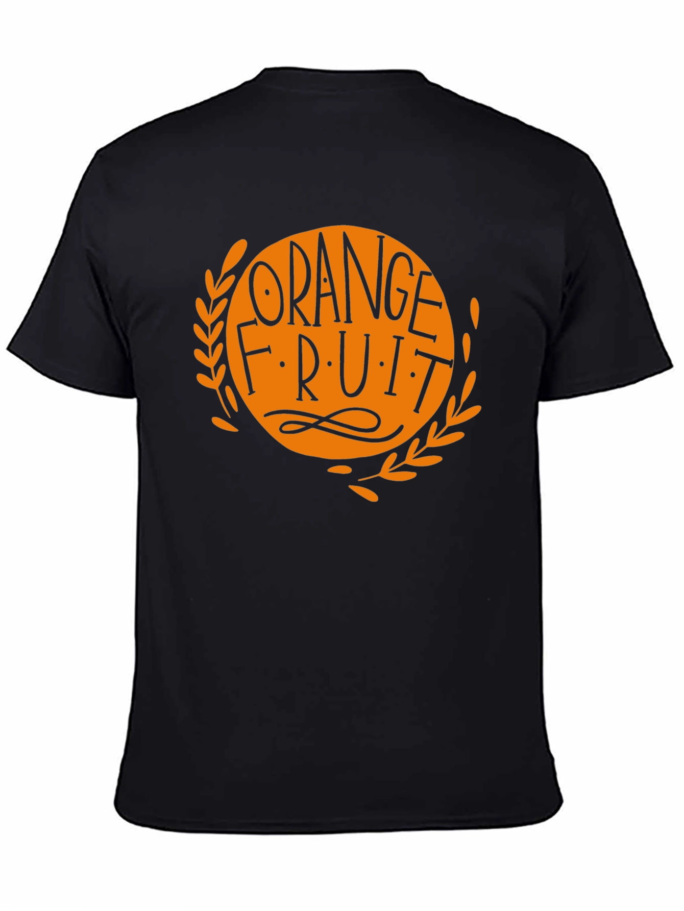 Orange Fruit Graphic Black T-Shirt