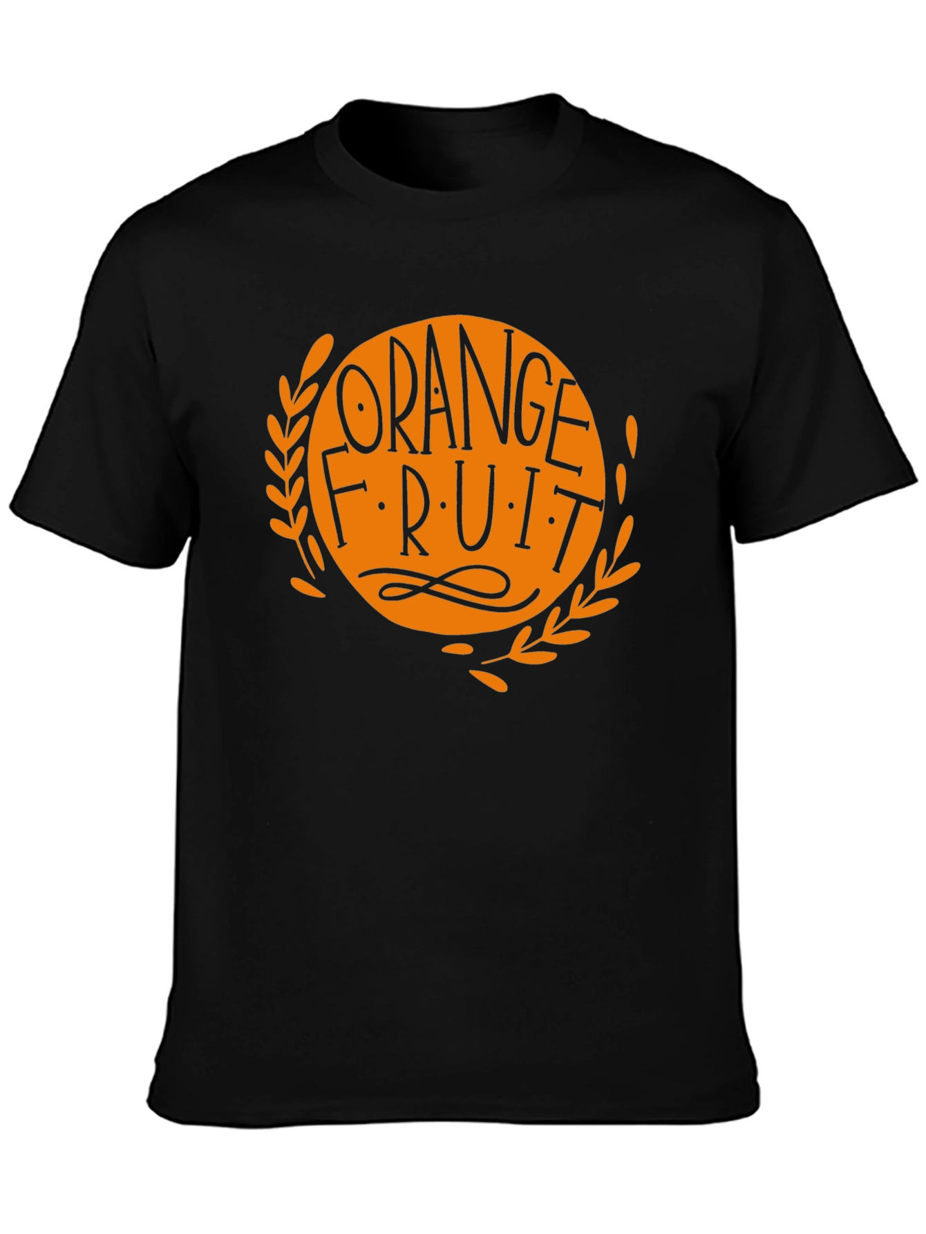 Orange Fruit Graphic Black T-Shirt