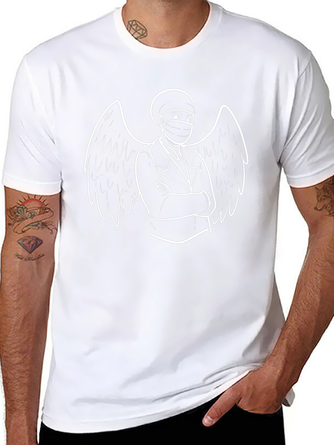 Angel Doctor Graphic Tee - Black Cotton T-Shirt