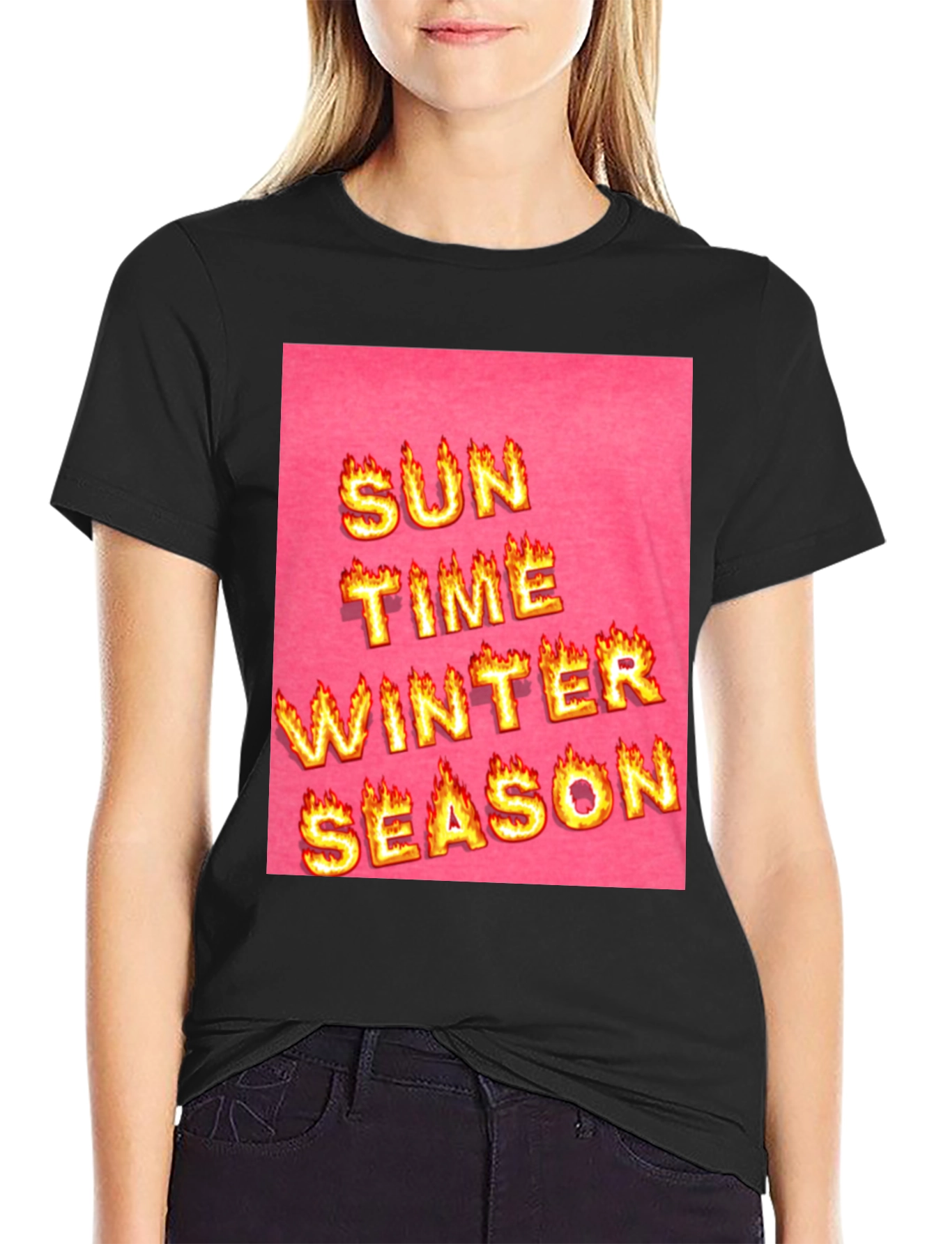 Flaming Text T-Shirt - Sun Time Winter Season