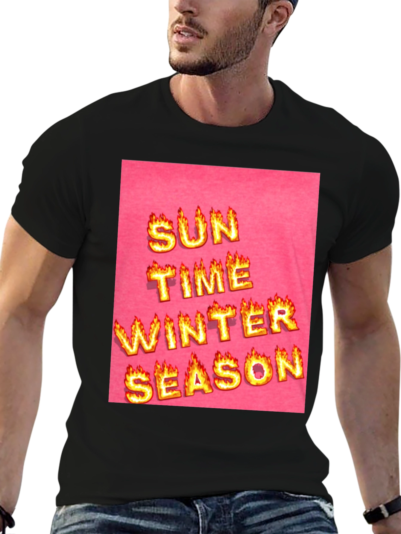 Flaming Text T-Shirt - Sun Time Winter Season