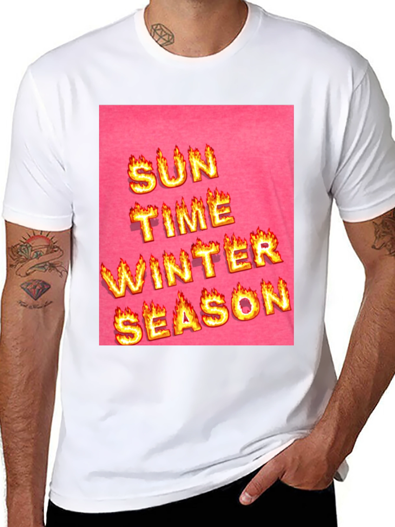 Flaming Text T-Shirt - Sun Time Winter Season