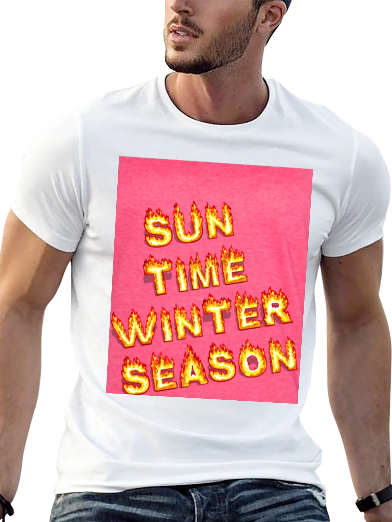 Flaming Text T-Shirt - Sun Time Winter Season