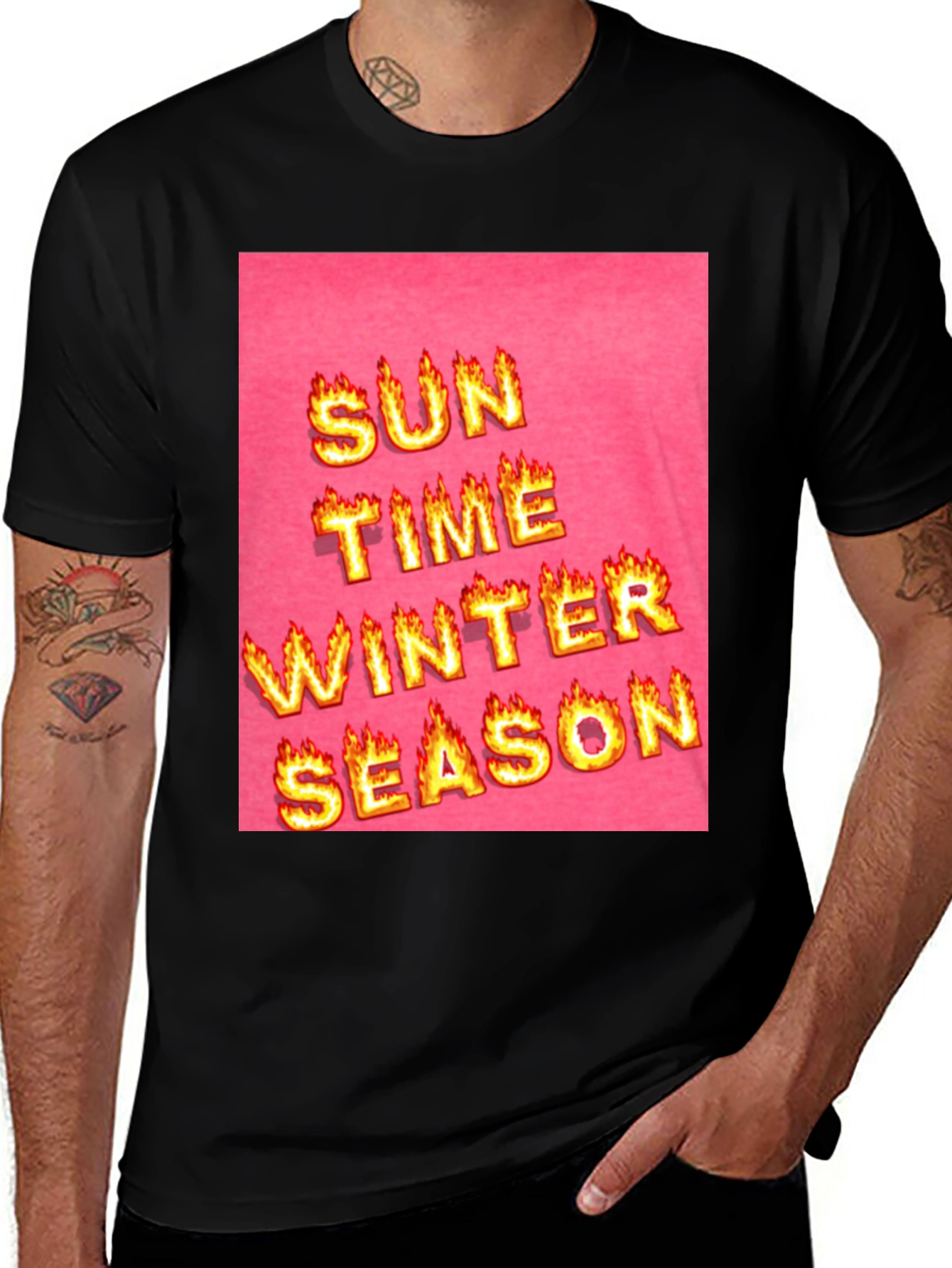 Flaming Text T-Shirt - Sun Time Winter Season