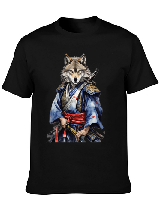 Samurai Wolf Graphic Tee - Unique Design