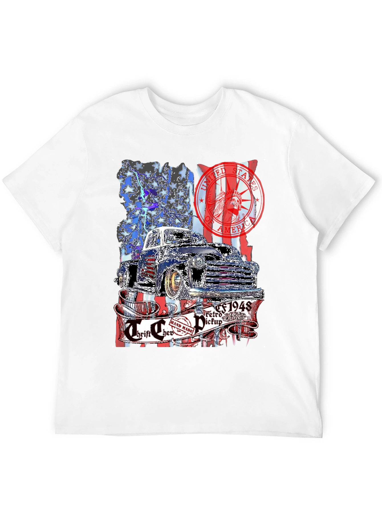 Retro 1948 Truck T-Shirt - Patriotic Design