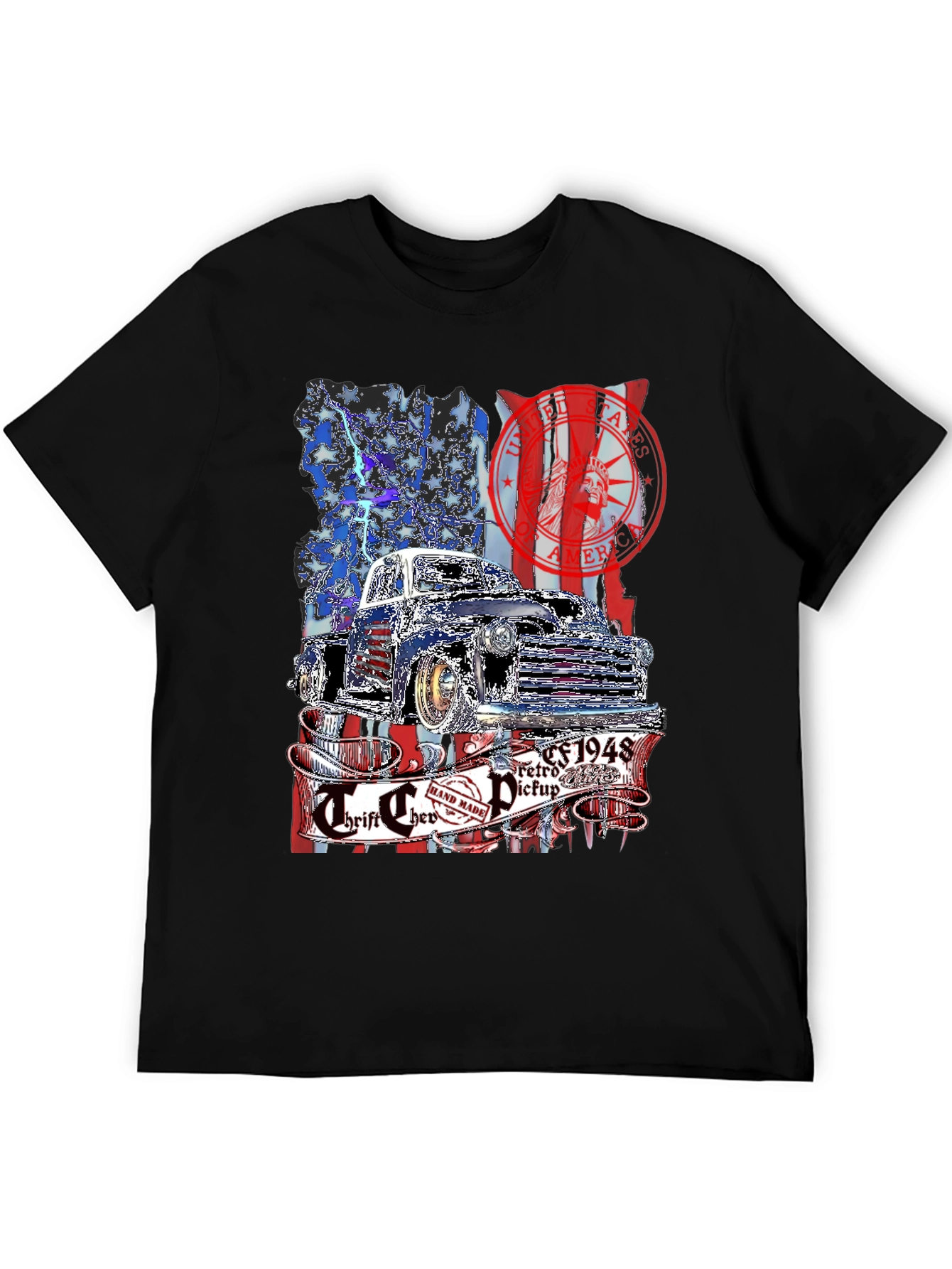 Retro 1948 Truck T-Shirt - Patriotic Design
