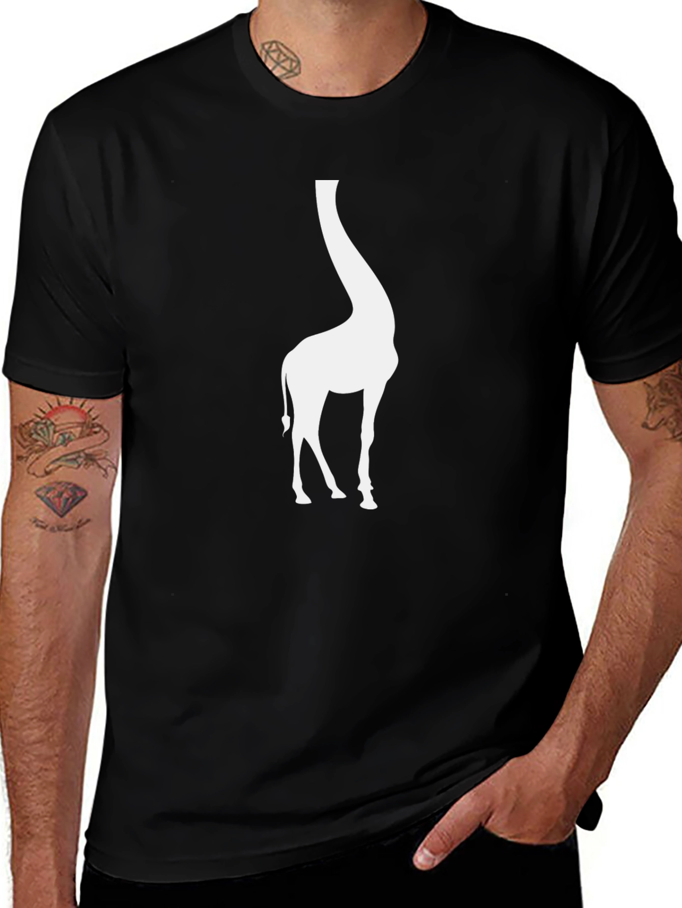 Giraffe Silhouette Black T-Shirt