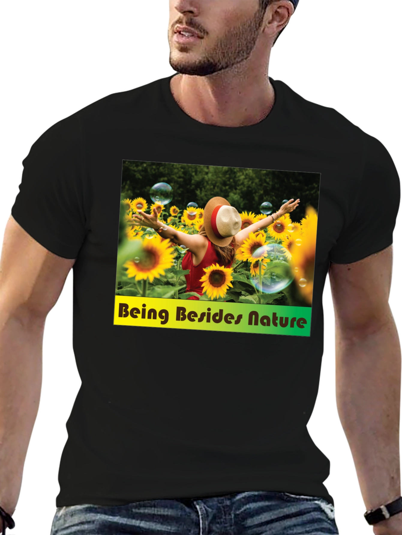 Sunflower Field Graphic Tee - Nature Lover Shirt