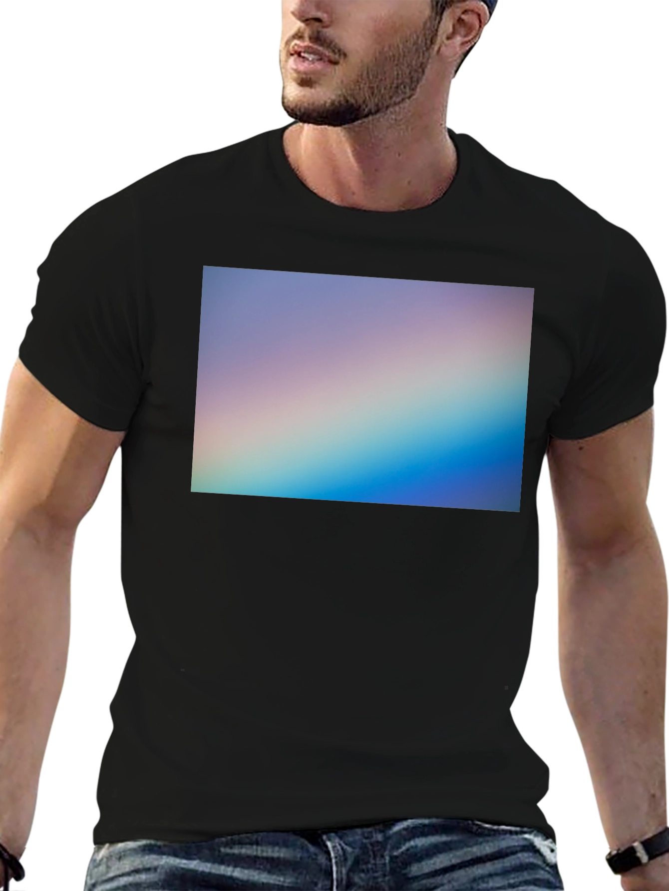 Gradient Spectrum Graphic Tee - Black Casual Shirt