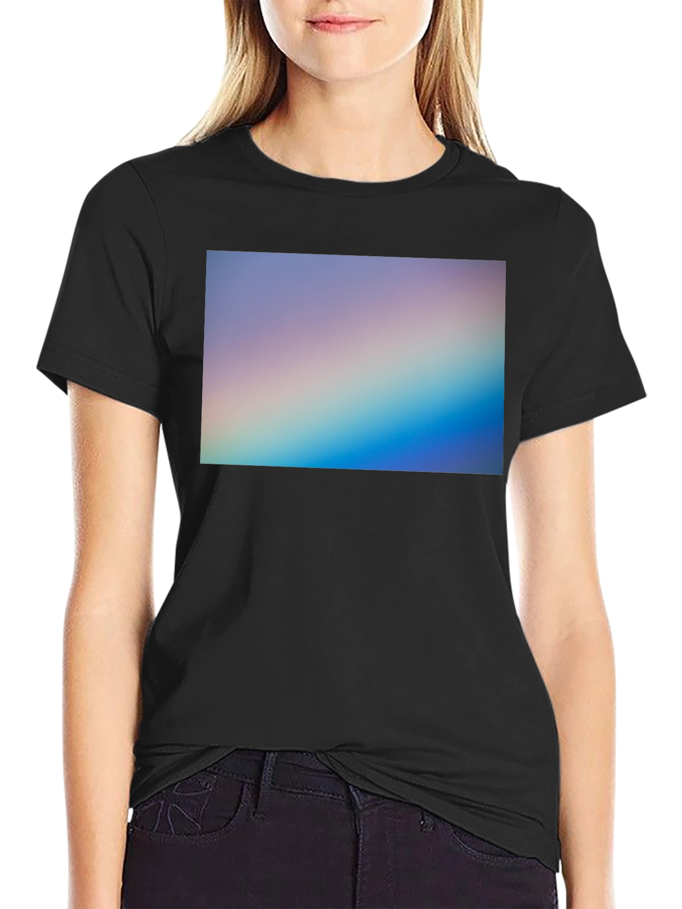 Gradient Spectrum Graphic Tee - Black Casual Shirt