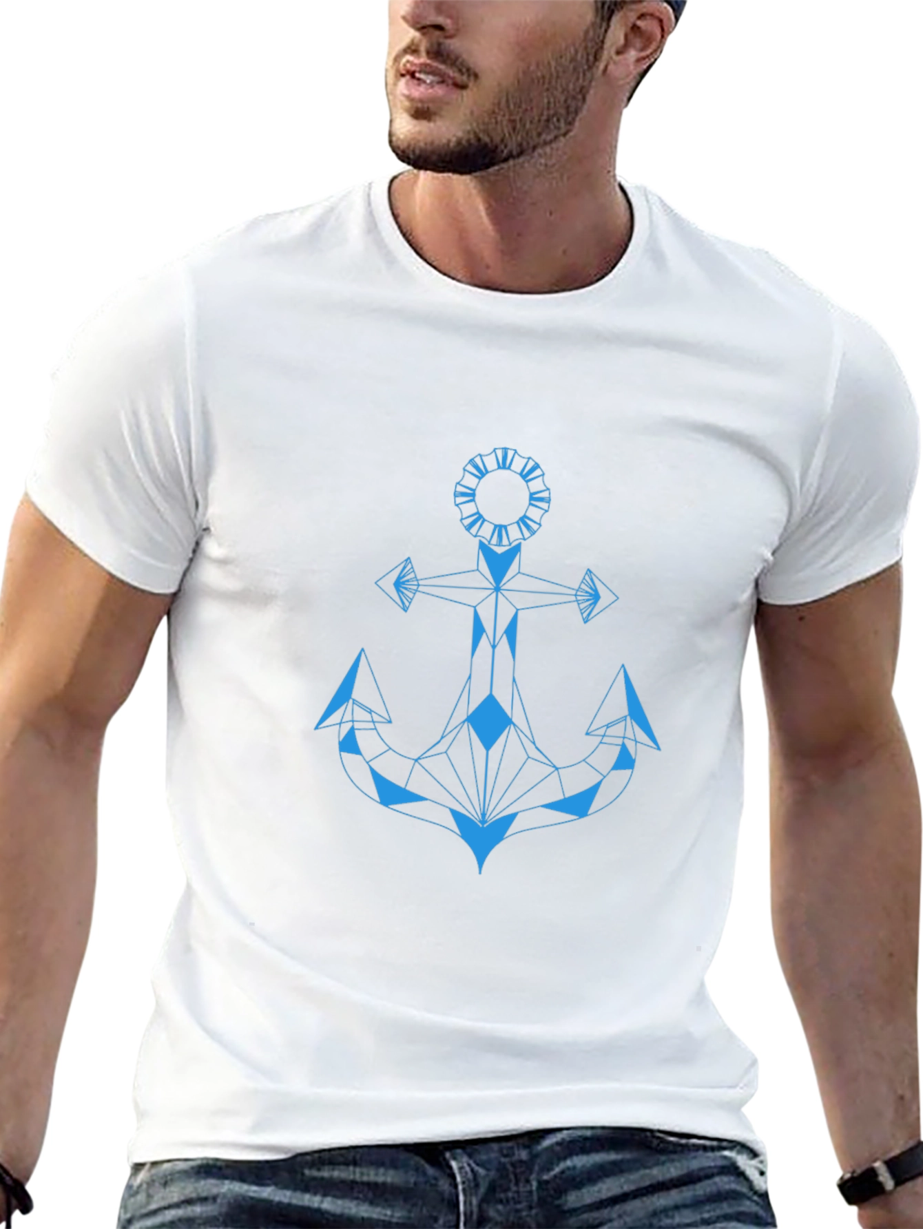 Geometric Anchor Graphic Tee - Sleek Modern Design