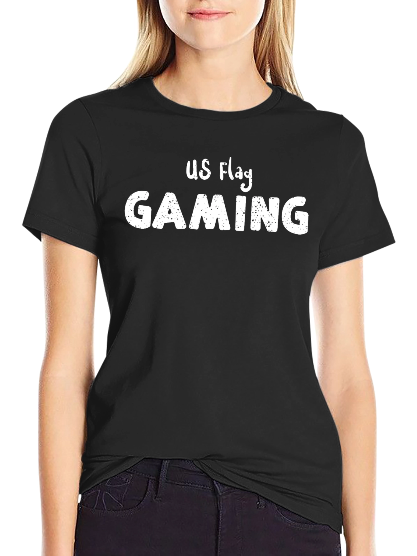 US Flag Gaming Black Graphic T-Shirt