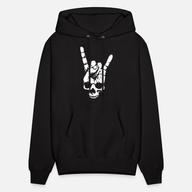 heavy metal skull with devil horns hand