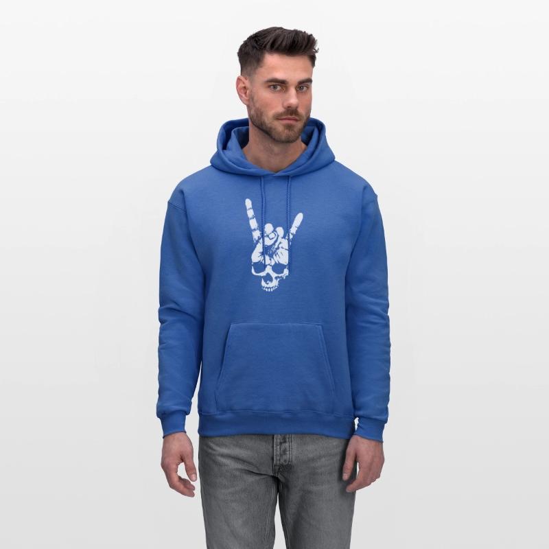 heavy metal skull with devil horns hand