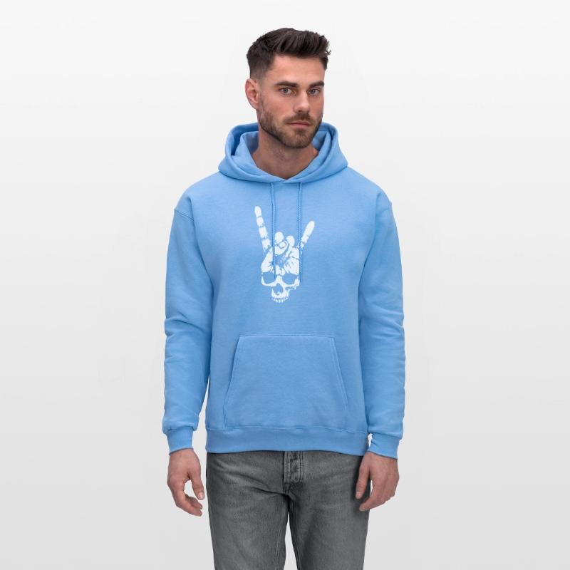 heavy metal skull with devil horns hand