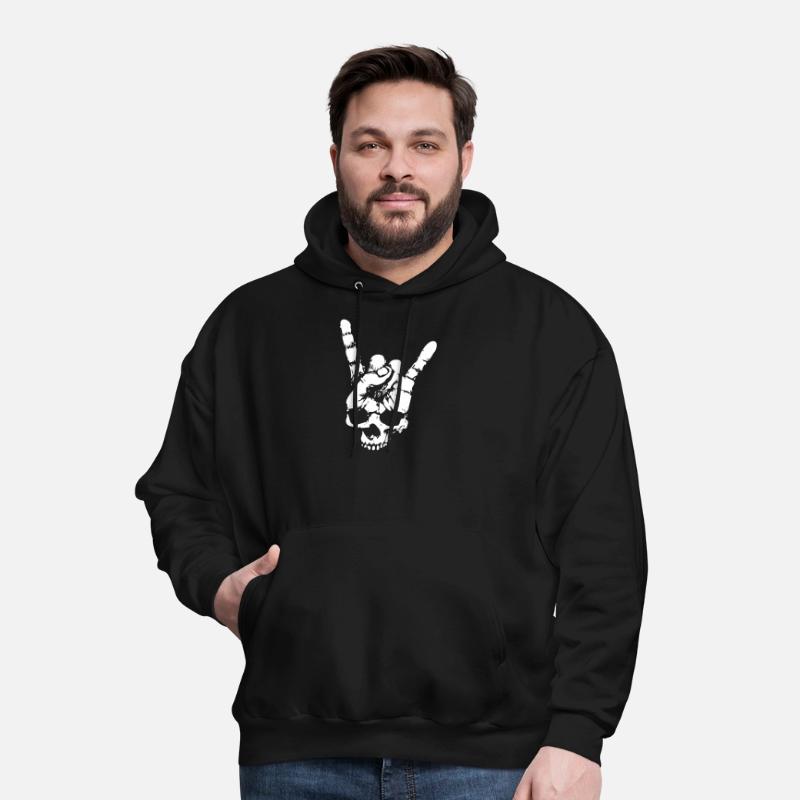 heavy metal skull with devil horns hand