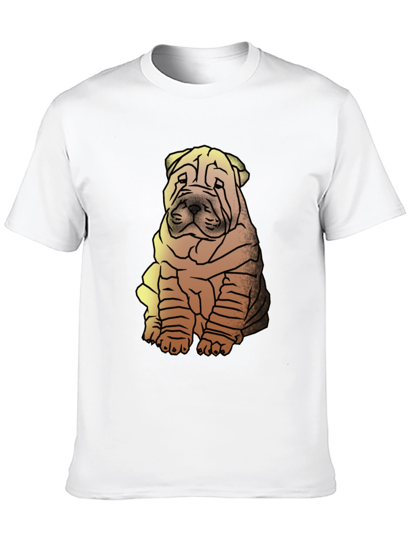 Shar Pei Dog Graphic Print Mens Black T-Shirt
