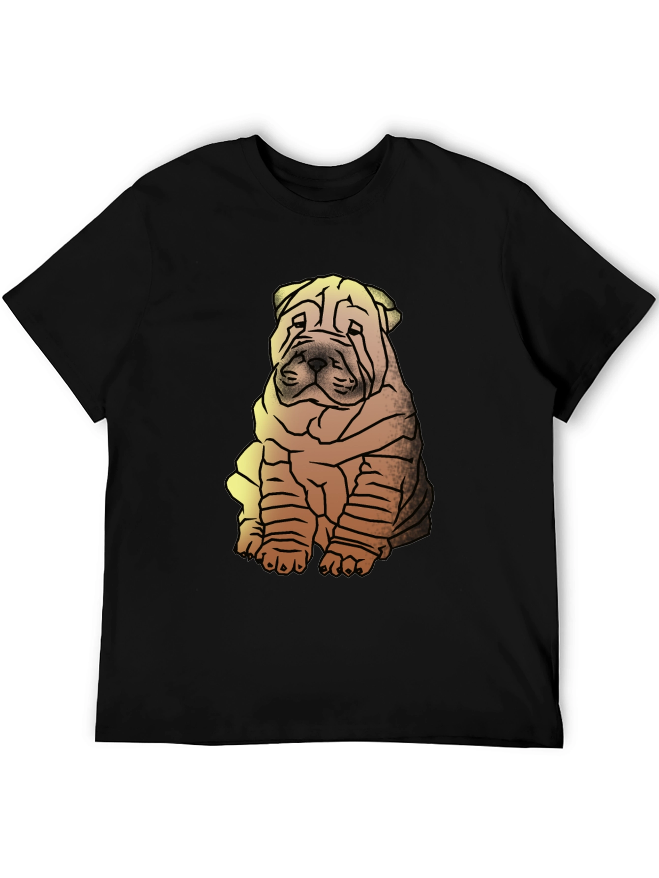 Shar Pei Dog Graphic Print Mens Black T-Shirt