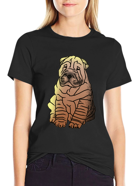 Shar Pei Dog Graphic Print Mens Black T-Shirt