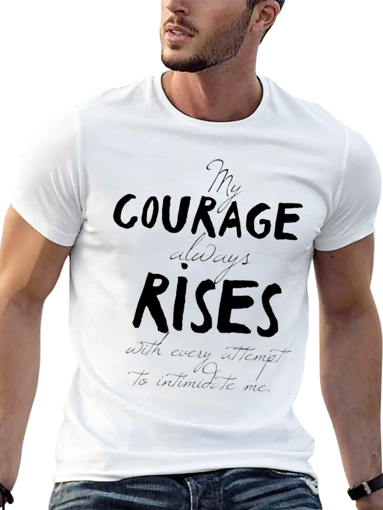 Courage Rises Graphic Print Black T-Shirt