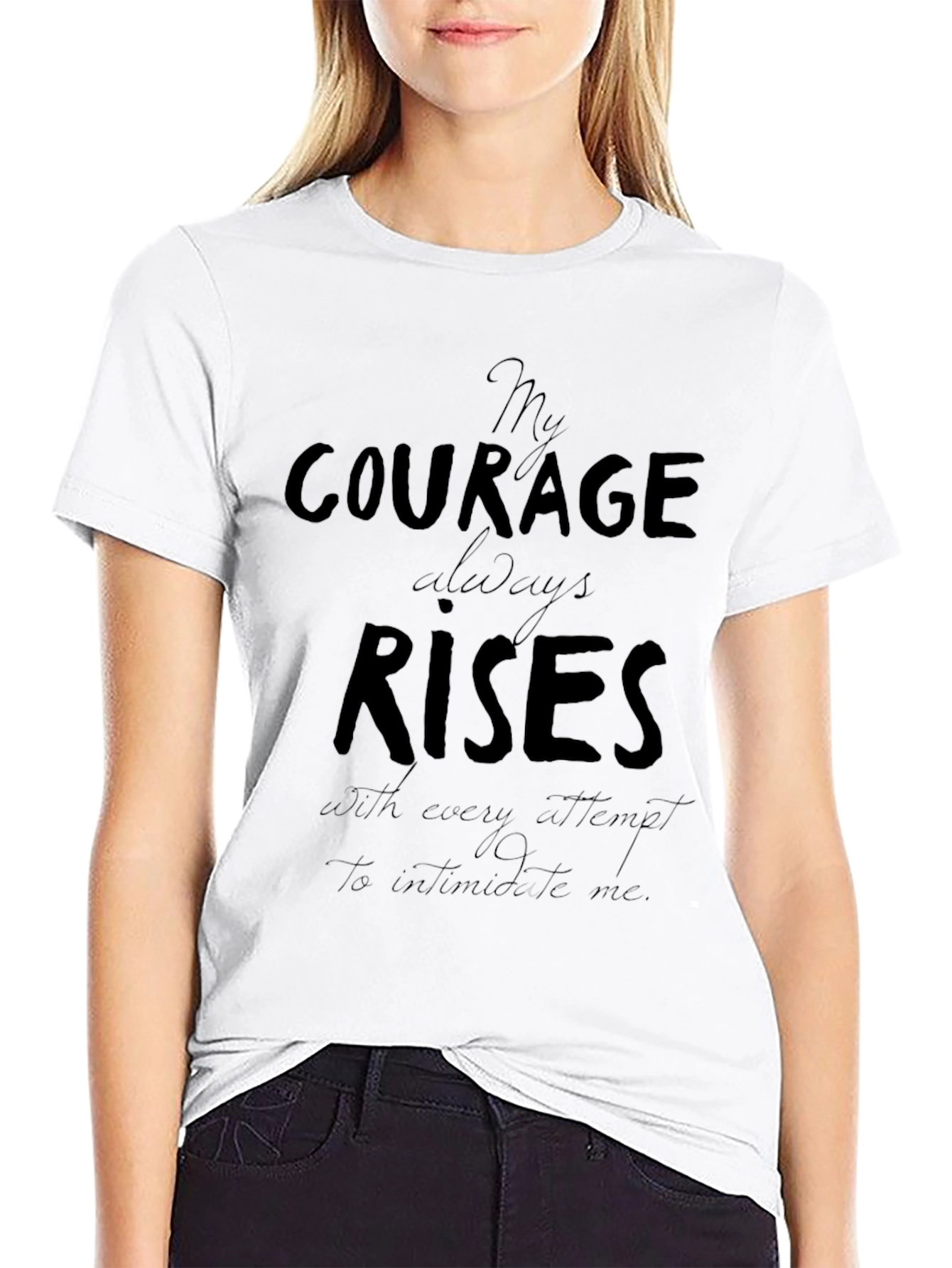 Courage Rises Graphic Print Black T-Shirt